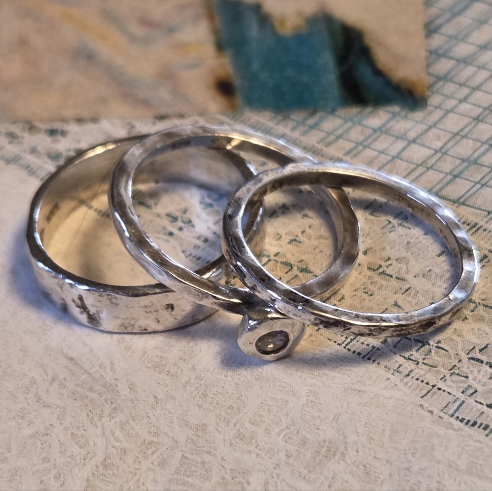 Silpada Sterling Silver & Zirconia Stacking Rings - Picture 14 of 15